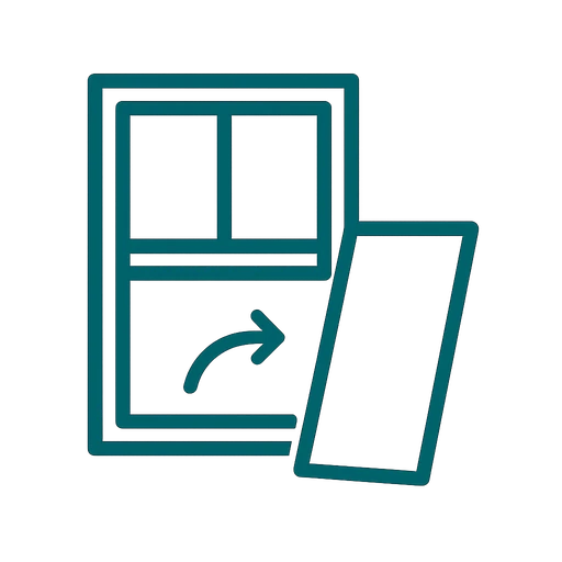 Line icon of a double hung window with two sashes